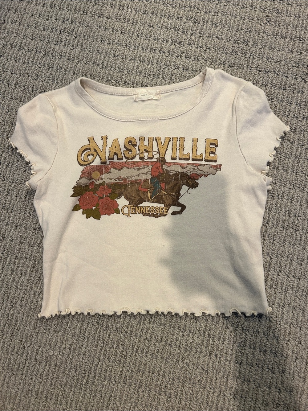 Altar'd State White Nashville Graphic Crop Top